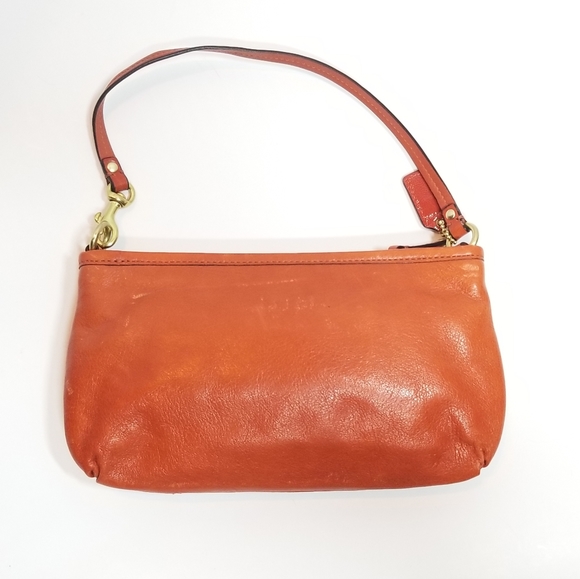 Coach Orange Large Leather Wristlet - Picture 3 of 6